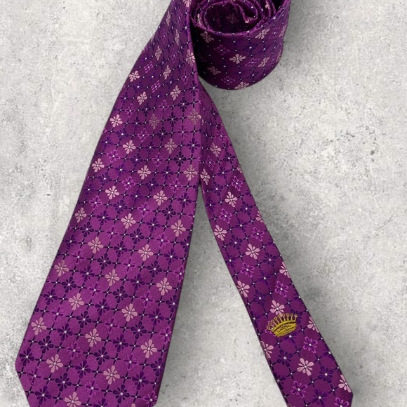 COUNTESS MARA Purple/Pink Geometric Floral Silk LUXURY Tie HANDMADE - Picture 5 of 5